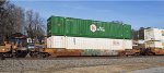 FEC 71197 53 well car with HGIU 649498 Hub 53 container atop NHWU 630036 53 HUB container on NS at Church Street in Mableton Ga 1:34PM 01-10-2015